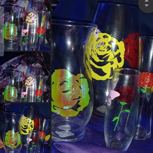 Clearly a roze Garden Glass vases - Picture 2 of 8